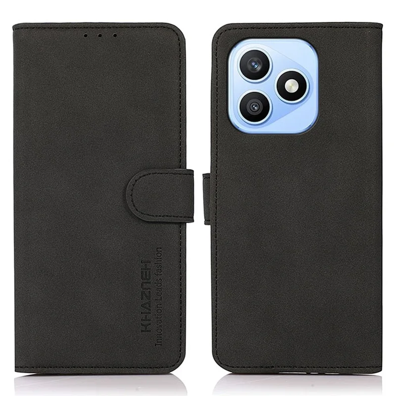 Funda KHAZNEH para Honor X8d 4G, carcasa de cuero PU antirayaduras con billetera y soporte - Negro
