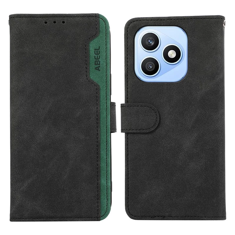 ABEEL voor Honor X8d 4G hoesje Kleurcombinatie Leren Fliptelefoonhoes met RFID-blokkering - Zwart