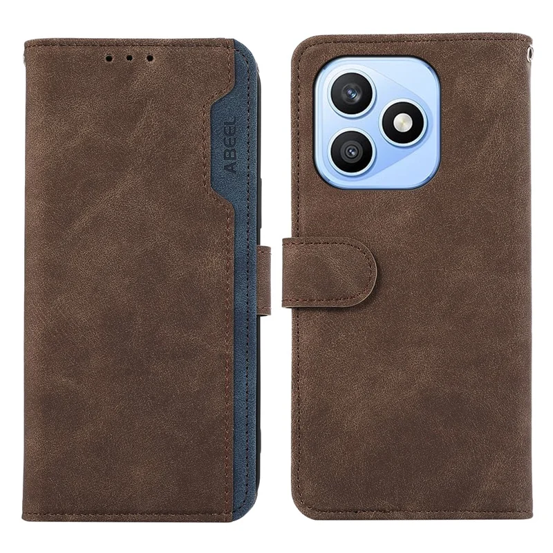 ABEEL Coque pour Honor X8d 4G, Étui Portefeuille en Cuir à Assemblage de Couleurs, Fonction de Blocage RFID - Marron