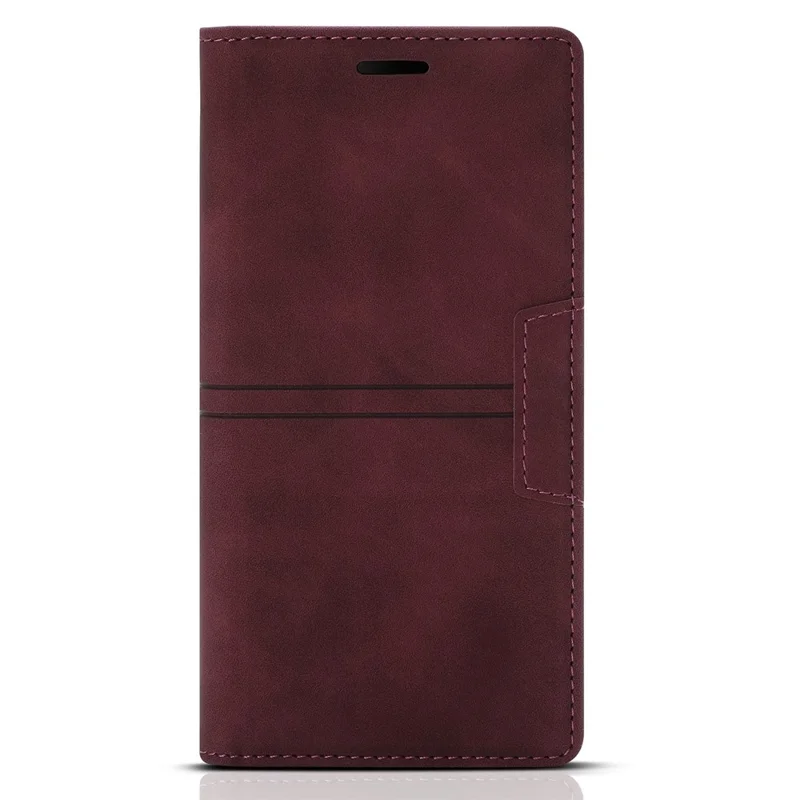 For Samsung Galaxy S23+ Magnetic Auto-absorbed PU Leather Phone Case Folio Flip Stand Wallet Cover - Wine Red