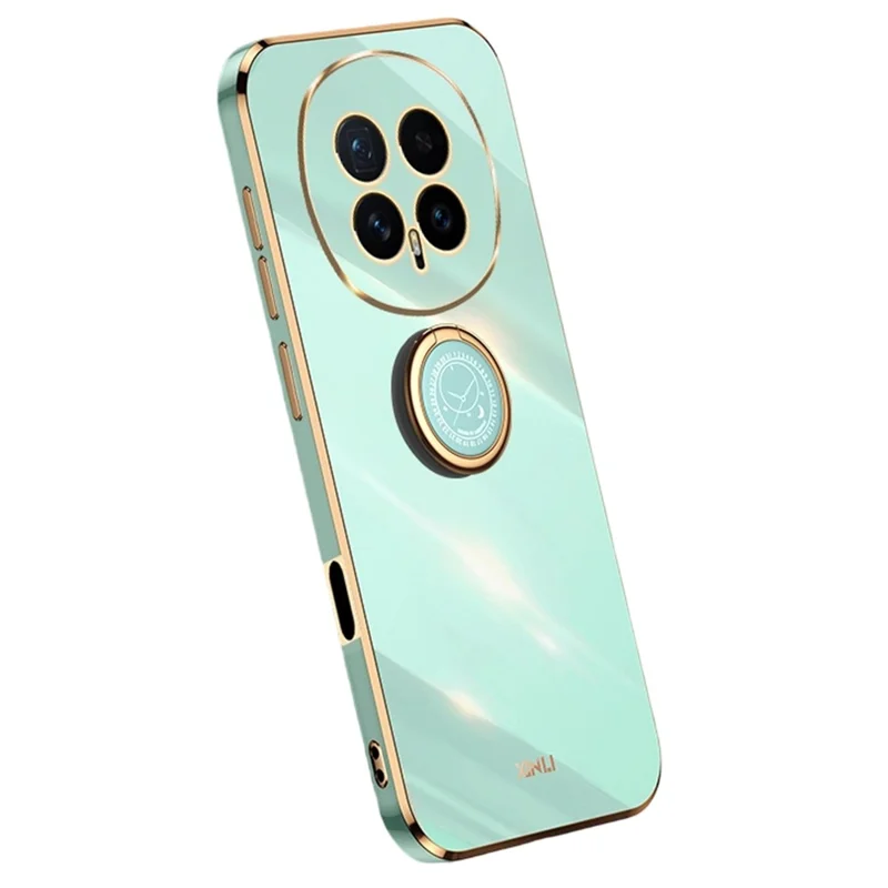 XINLI til Honor Magic8 5G telefonbeskyttelse med ringholder og kickstand, elektropladeret TPU beskyttelsesdæksel mod sved - Cyan