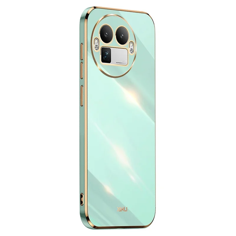 XINLI For Realme GT 8 Pro 5G Phone Case Electroplating TPU Sweatproof Protection Phone Cover - Cyan