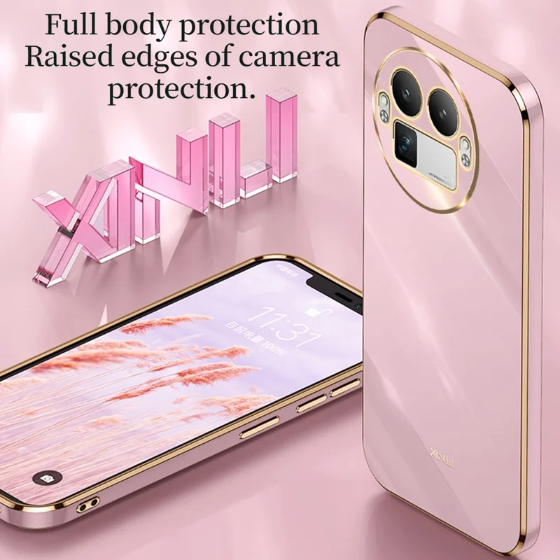 XINLI For Realme GT 8 Pro 5G Phone Case Electroplating TPU Sweatproof Protection Phone Cover - Cyan