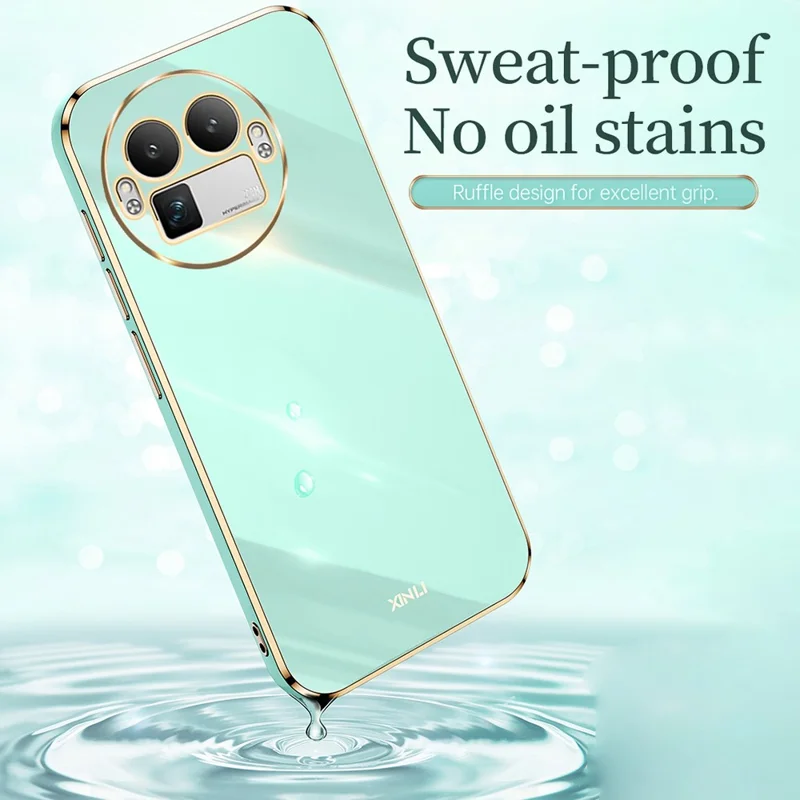 XINLI For Realme GT 8 Pro 5G Phone Case Ring Kickstand Electroplating TPU Sweatproof Protection Phone Cover - Cyan