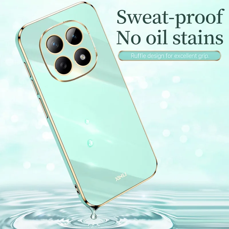 XINLI Capa para Telemóvel Xiaomi Redmi Note 15 4G (Global) com Revestimento Electrolítico TPU, Proteção à Prova de Suor - Ciano