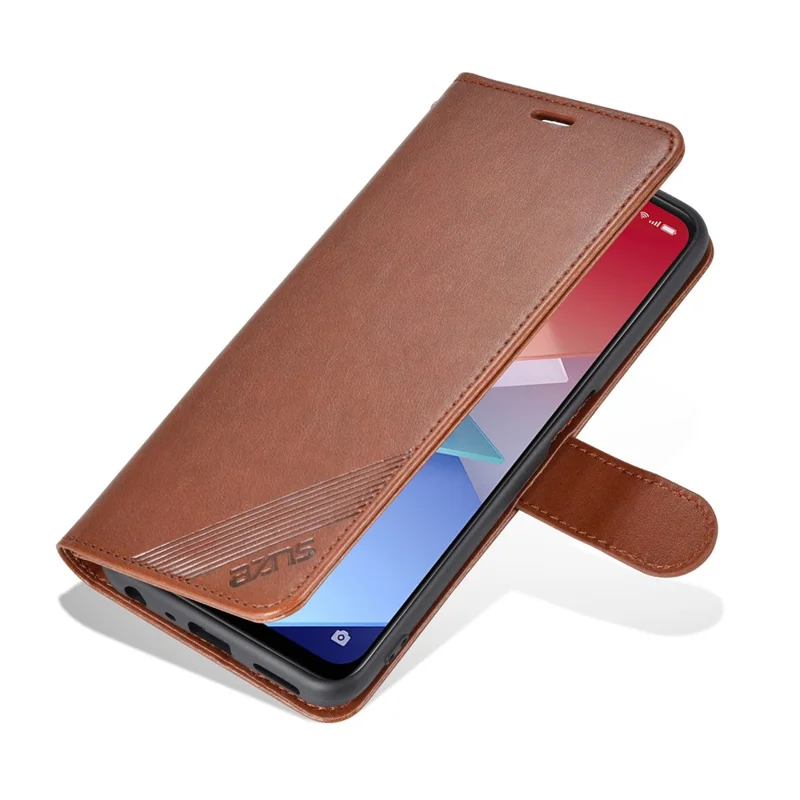 AZNS For OnePlus Nord CE 2 Lite 5G / Realme 9 Pro 5G / 9 5G Textured PU Leather Phone Case, Anti-fall Stand Wallet Magnetic Clasp Cover - Brown