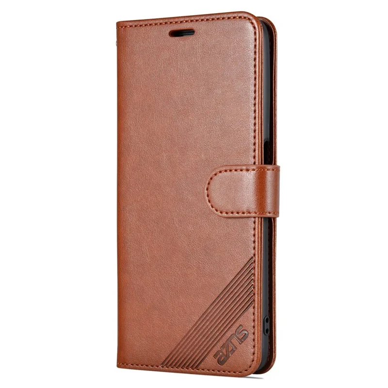 AZNS For OnePlus Nord CE 2 Lite 5G / Realme 9 Pro 5G / 9 5G Textured PU Leather Phone Case, Anti-fall Stand Wallet Magnetic Clasp Cover - Brown