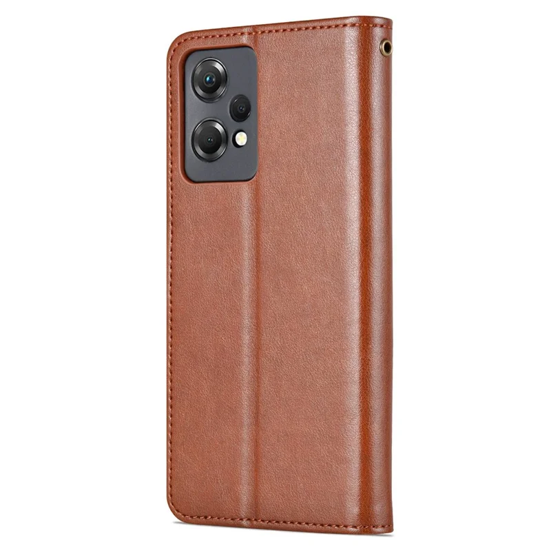 AZNS For OnePlus Nord CE 2 Lite 5G / Realme 9 Pro 5G / 9 5G Textured PU Leather Phone Case, Anti-fall Stand Wallet Magnetic Clasp Cover - Brown