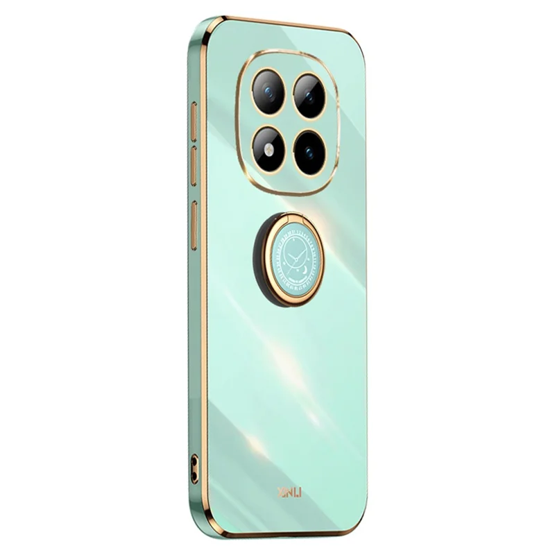 XINLI For Xiaomi Redmi Note 15 Pro 4G (Global) Phone Case Ring Kickstand Electroplating TPU Sweatproof Protection Phone Cover - Cyan