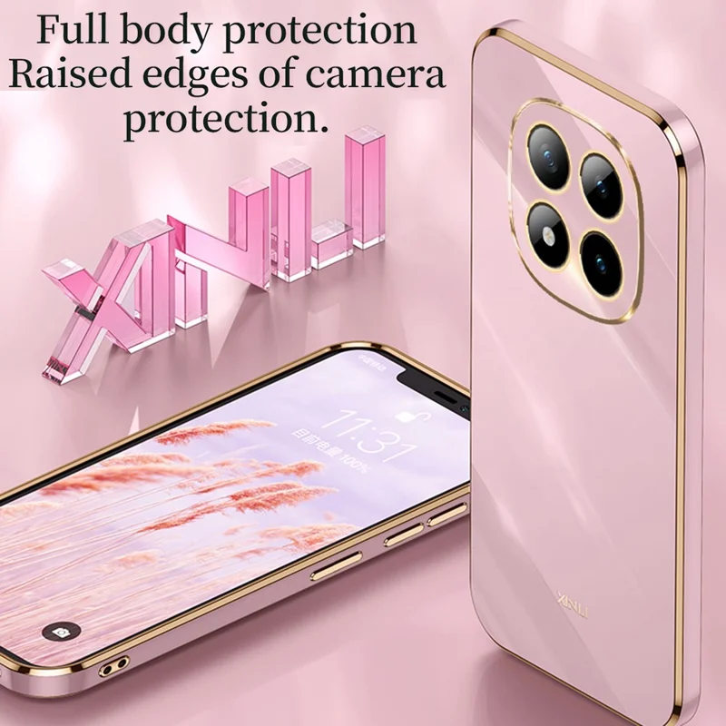 XINLI For Xiaomi Redmi Note 15 Pro 4G (Global) Phone Case Ring Kickstand Electroplating TPU Sweatproof Protection Phone Cover - Cyan