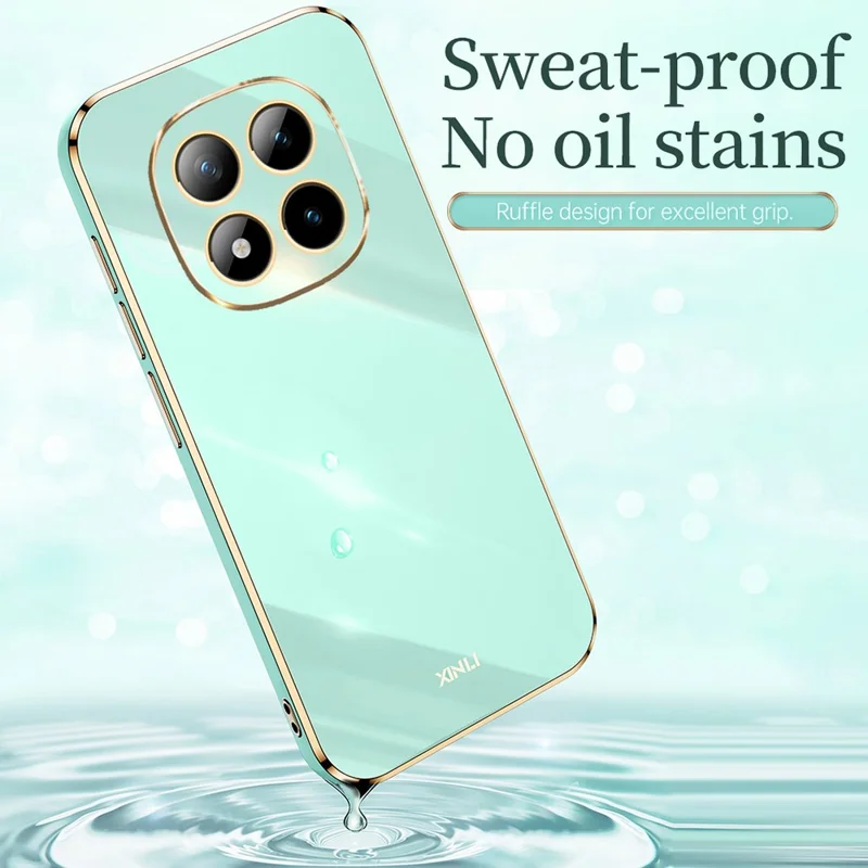 XINLI For Xiaomi Redmi Note 15 Pro 4G (Global) Phone Case Ring Kickstand Electroplating TPU Sweatproof Protection Phone Cover - Cyan