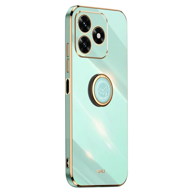 XINLI For Honor X5c Plus 4G Phone Case Ring Kickstand Electroplating TPU Sweatproof Protection Phone Cover - Cyan