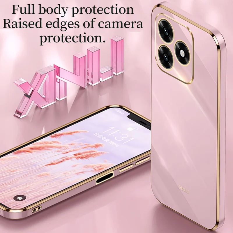 XINLI For Honor X5c Plus 4G Phone Case Ring Kickstand Electroplating TPU Sweatproof Protection Phone Cover - Cyan