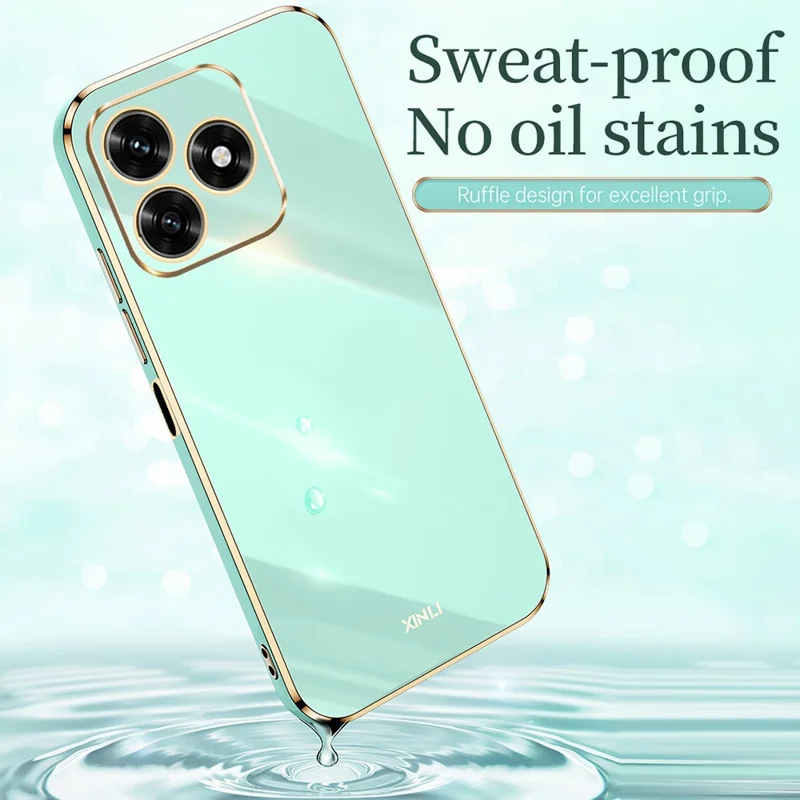 XINLI For Honor X5c Plus 4G Phone Case Ring Kickstand Electroplating TPU Sweatproof Protection Phone Cover - Cyan
