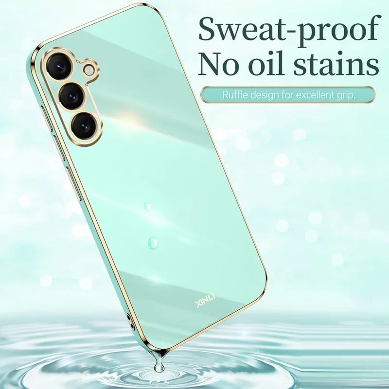 XINLI For Samsung Galaxy S26+ Phone Case Electroplating TPU Sweatproof Protection Phone Cover - Cyan