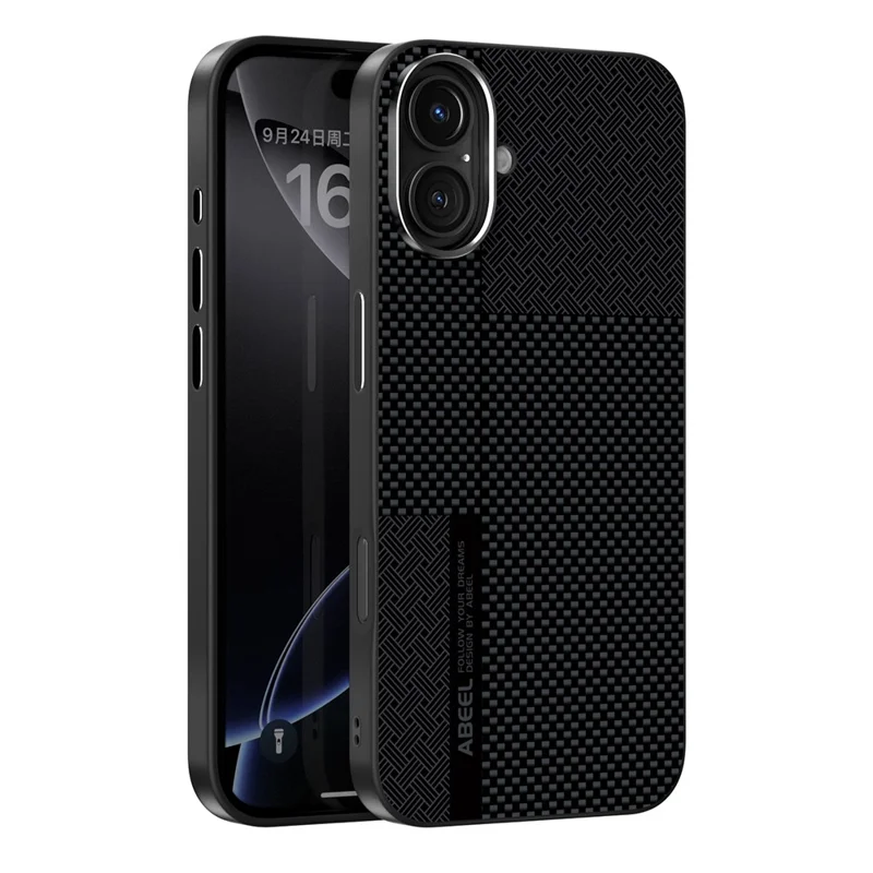 ABEEL For iPhone 16 Magnetic Case Ultra-thin 6D Printed Shockproof TPU PC Aluminum Alloy Leather Phone Cover - Guardian Model 2 No. 2