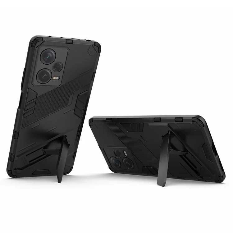 Для Xiaomi Redmi Note 12 Pro+ 5G Жесткий ПК+Мягкий TPU Чехол для телефона Ударопрочный Подставка Защитная крышка - Черный