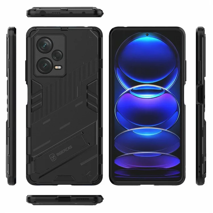 Для Xiaomi Redmi Note 12 Pro+ 5G Жесткий ПК+Мягкий TPU Чехол для телефона Ударопрочный Подставка Защитная крышка - Черный