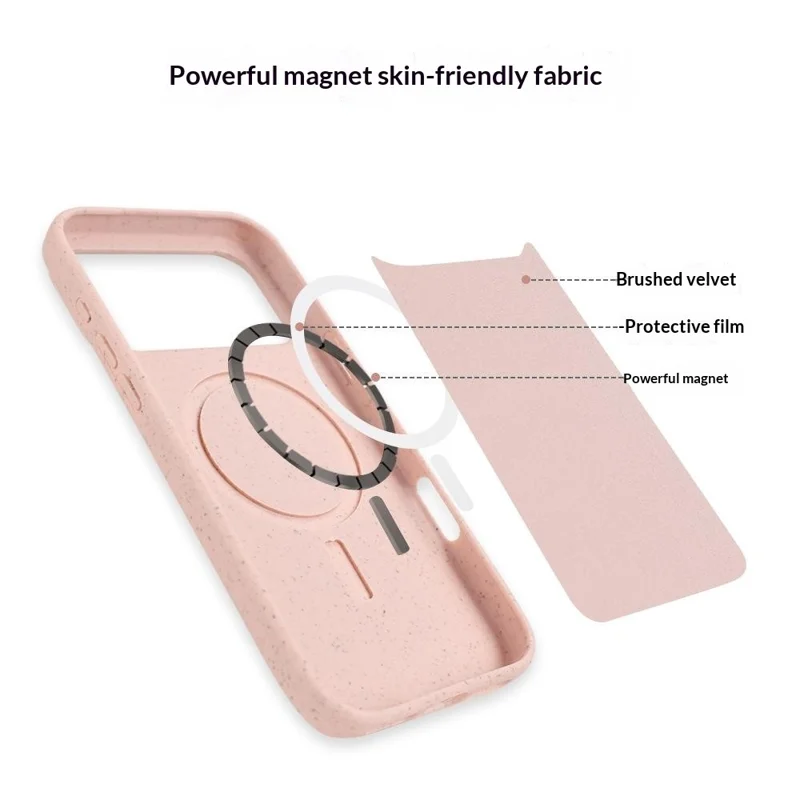 Achat en gros pour étui magnétique iPhone 17 Pro compatible MagSafe en paille de blé et TPU, housse anti-chute - Vert menthe