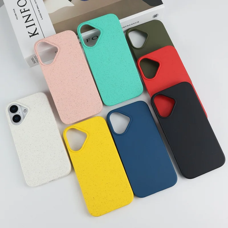 Acquisto all'ingrosso per custodia magnetica iPhone 16 compatibile con MagSafe in materiale di paglia di grano e TPU, cover antigraffio - Rosa