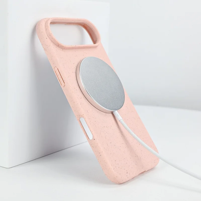 Compra em Volume para Capa Magnética iPhone Air Compatível com MagSafe, Capa para Telemóvel em Palha de Trigo e TPU Anti-queda - Rosa