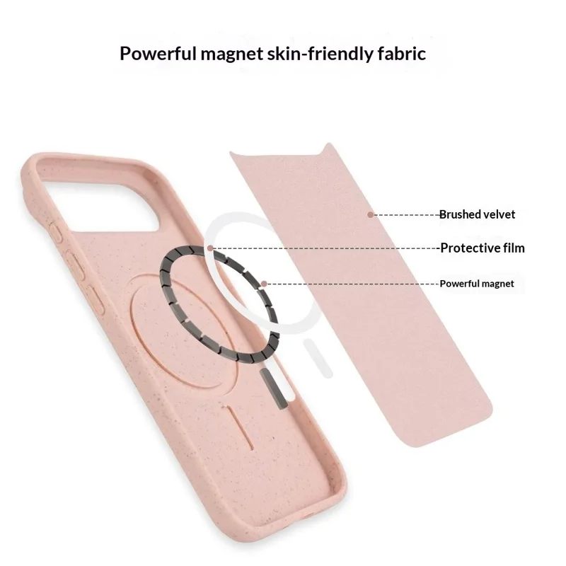 Compra em Volume para Capa Magnética iPhone Air Compatível com MagSafe, Capa para Telemóvel em Palha de Trigo e TPU Anti-queda - Rosa