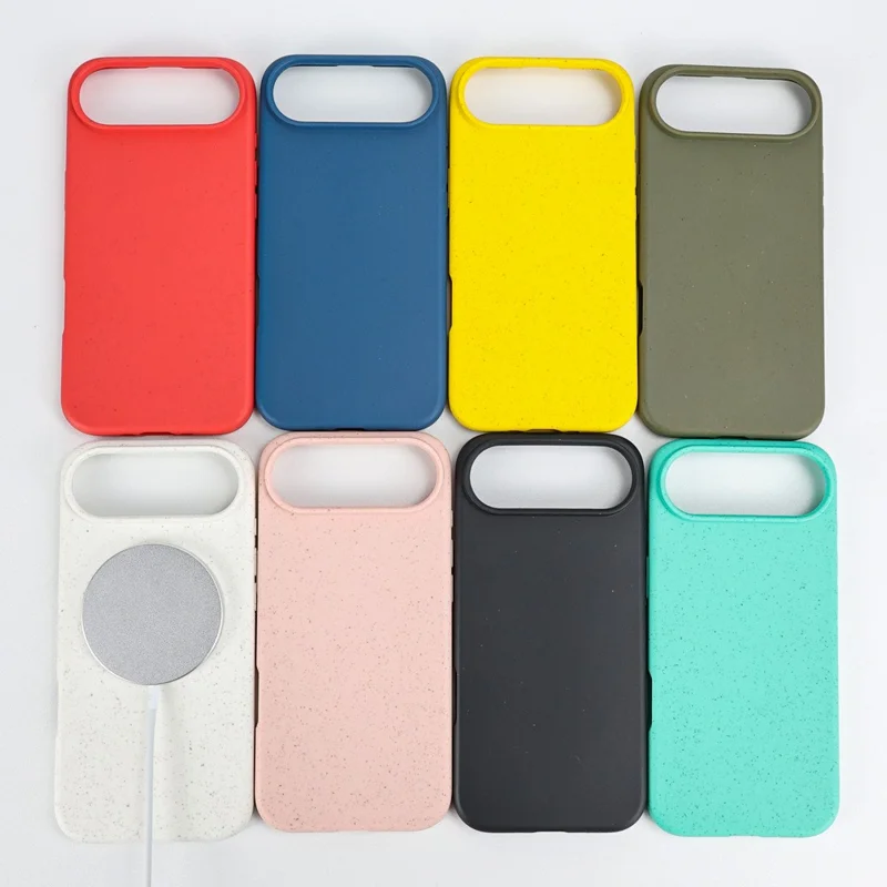 Compra em Volume para Capa Magnética iPhone Air Compatível com MagSafe, Capa para Telemóvel em Palha de Trigo e TPU Anti-queda - Rosa