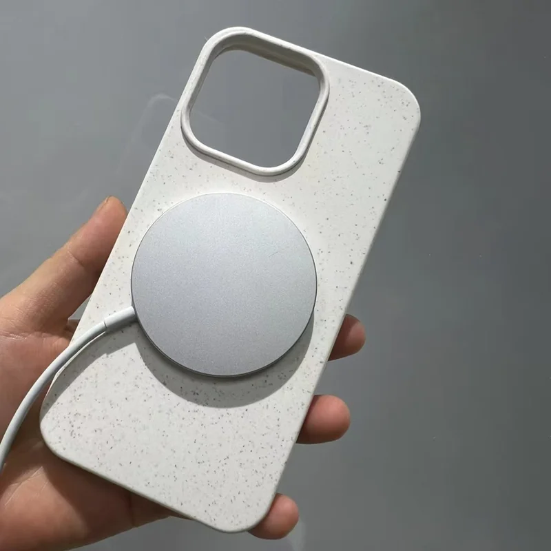 Acquisto all'ingrosso per custodia magnetica iPhone 16 Pro compatibile con MagSafe in materiale di paglia di grano e TPU, cover antigraffio - Bianco