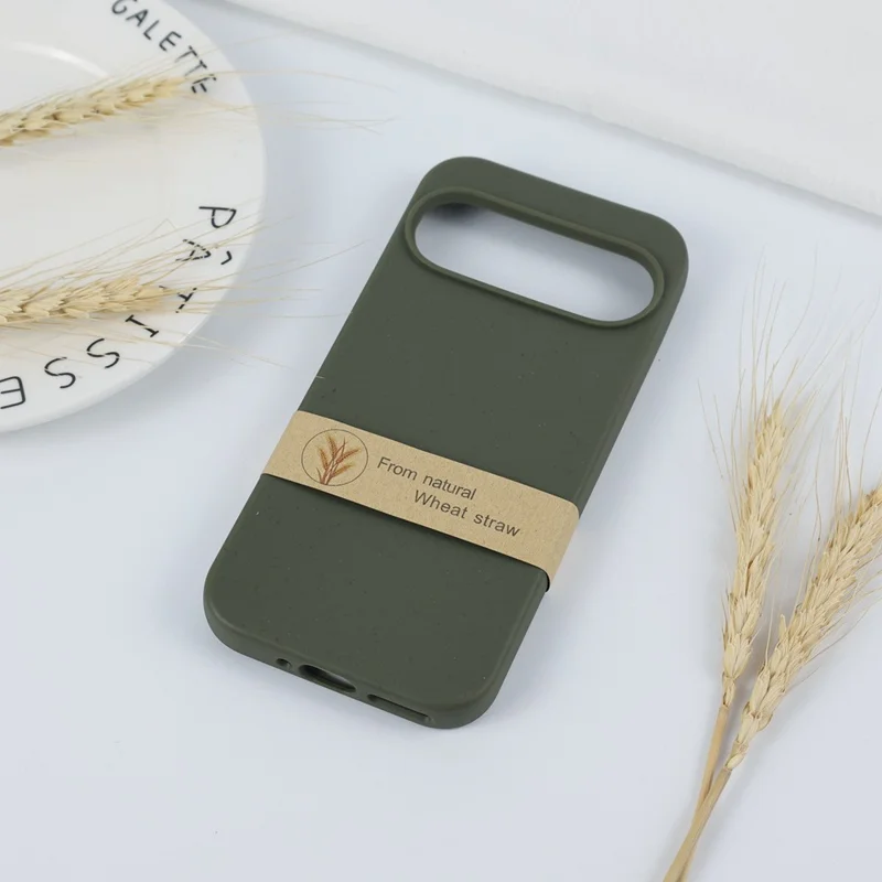 Compra al por mayor de funda magnética para Google Pixel 10 / Pixel 10 Pro de paja de trigo y TPU, funda protectora anticaídas - Verde militar