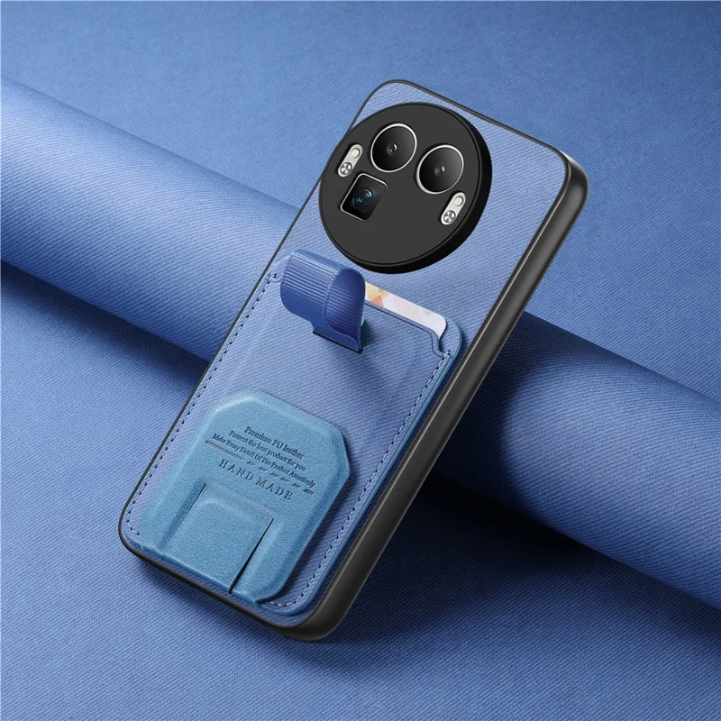 Funda para Realme GT 8 Pro 5G con textura de tela, compuesta de TPU, cuero PU y PC, con soporte y ranura para tarjetas - Azul