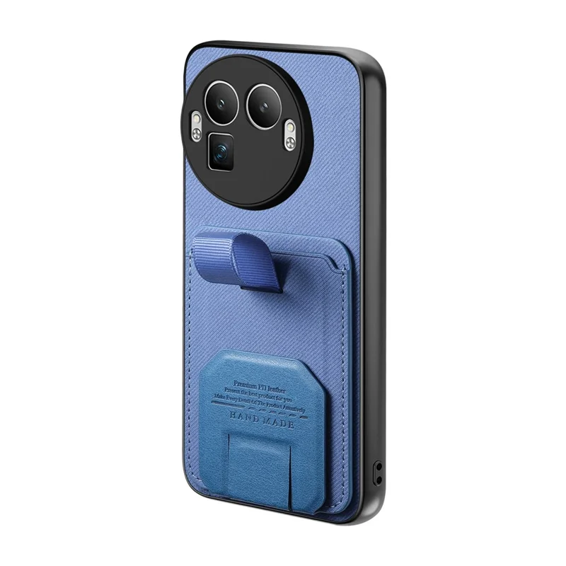 Funda para Realme GT 8 Pro 5G con textura de tela, compuesta de TPU, cuero PU y PC, con soporte y ranura para tarjetas - Azul