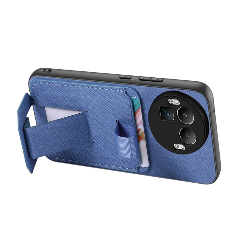 Funda para Realme GT 8 Pro 5G con textura de tela, compuesta de TPU, cuero PU y PC, con soporte y ranura para tarjetas - Azul