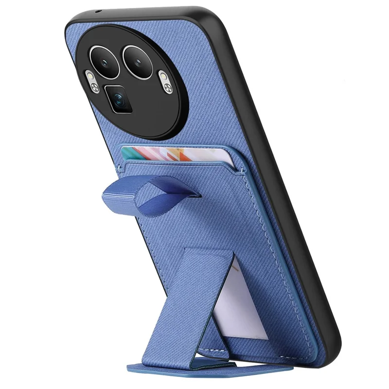Funda para Realme GT 8 Pro 5G con textura de tela, compuesta de TPU, cuero PU y PC, con soporte y ranura para tarjetas - Azul