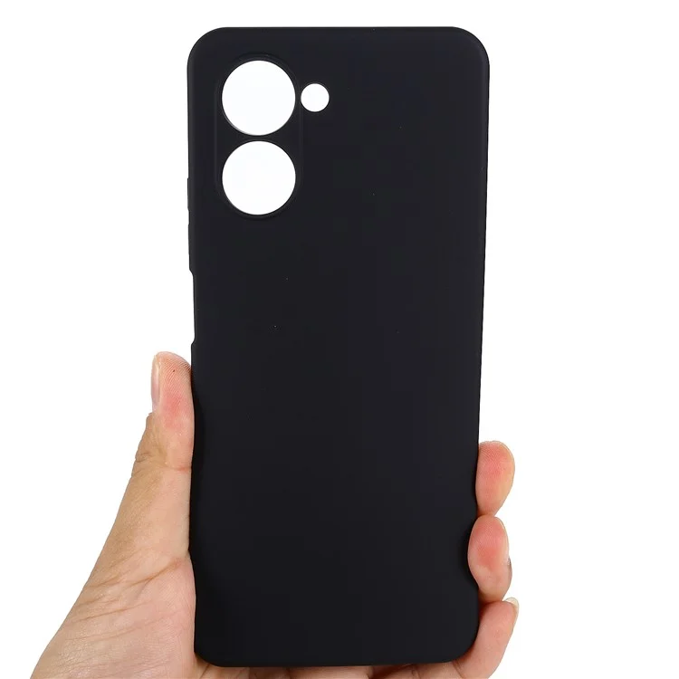 Für Realme C33 2023 4G / C33 4G Flüssigsilikon-Handyhülle Anti-Kratzer Weicher Schutzumschlag mit Handschlaufe - Schwarz