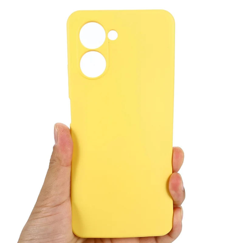 For Realme C33 2023 4G / C33 4G Liquid Silicone Cell Phone Case Anti-Scratch Soft Protective Cover with Strap - Yellow