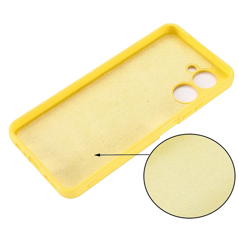 For Realme C33 2023 4G / C33 4G Liquid Silicone Cell Phone Case Anti-Scratch Soft Protective Cover with Strap - Yellow