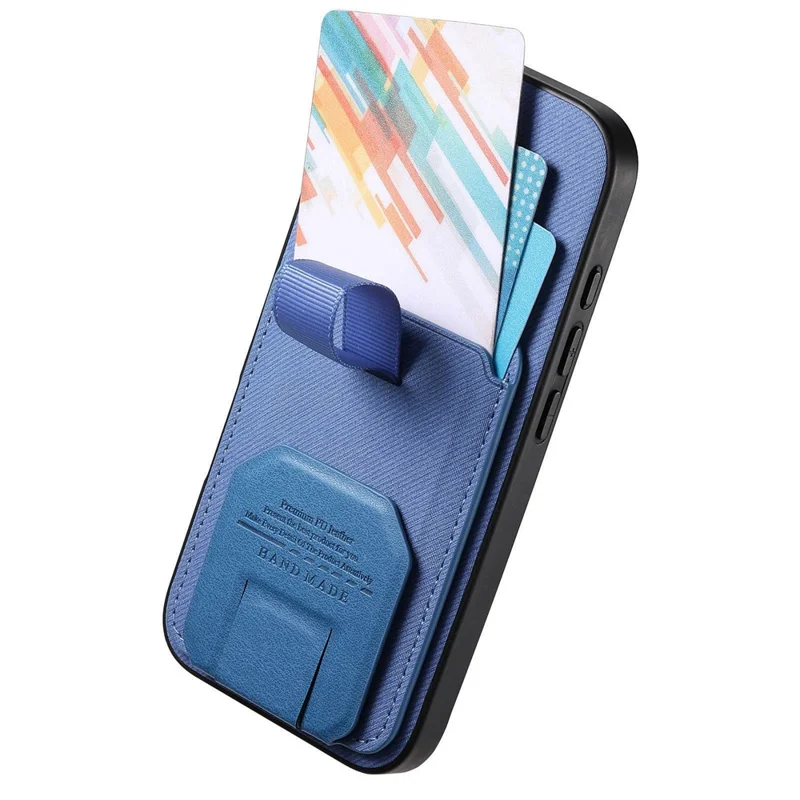 For Samsung Galaxy A36 5G Case Cloth Texture TPU PU Leather PC Phone Back Cover with Card Holder Kickstand - Blue