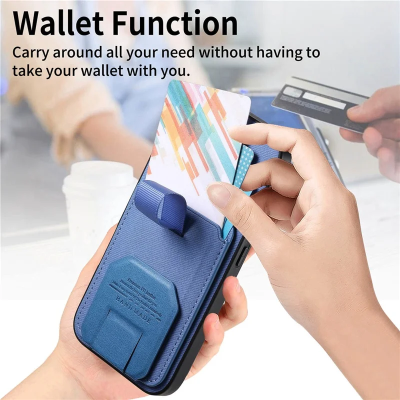 For Samsung Galaxy A36 5G Case Cloth Texture TPU PU Leather PC Phone Back Cover with Card Holder Kickstand - Blue