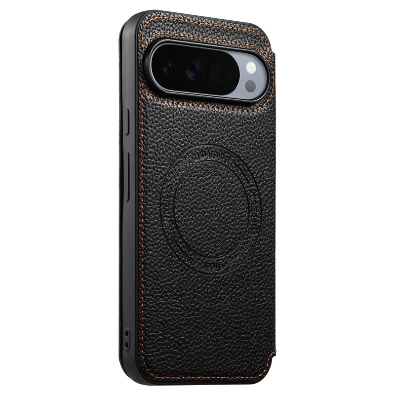 ESEBLE Magnetic Case For Google Pixel 10 Pro  /  Pixel 9 Pro Ultra Thin Litching Textured Leather Flip Cover with Card Slot - Black