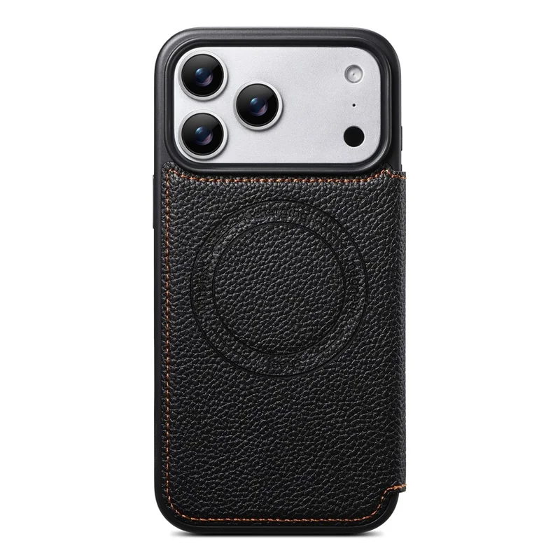 ESEBLE For iPhone 17 Pro Max Magnetic Case Ultra Thin Litching Textured Leather Flip Cover with Card Slot Compatible with Magsafe - Black