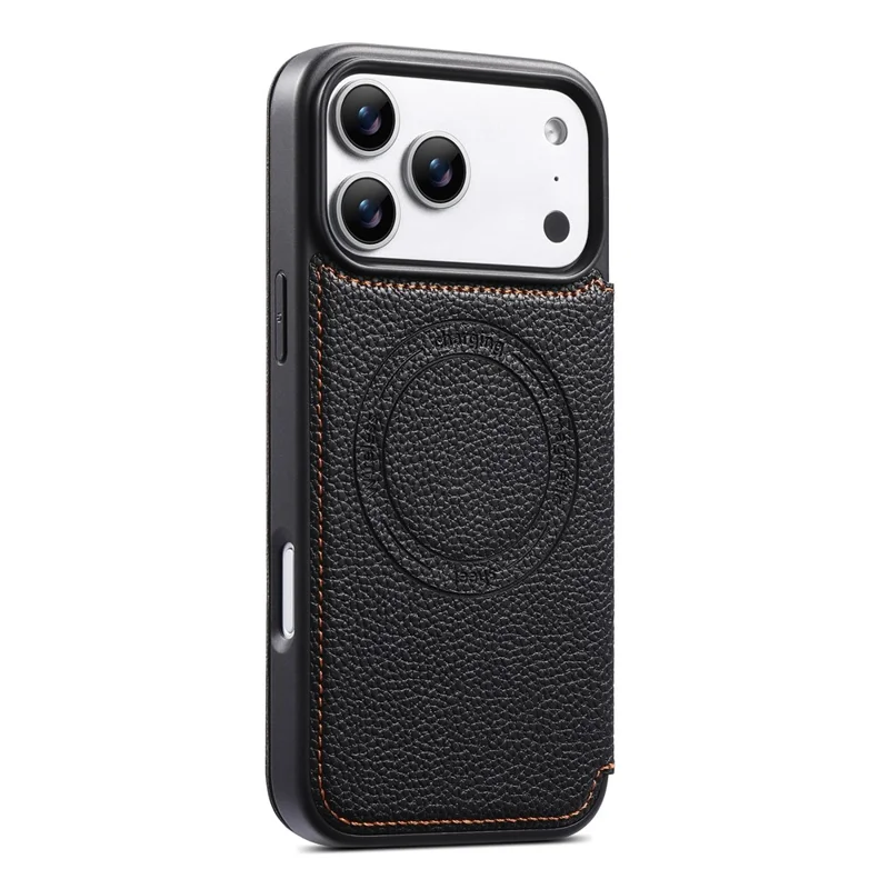 ESEBLE For iPhone 17 Pro Max Magnetic Case Ultra Thin Litching Textured Leather Flip Cover with Card Slot Compatible with Magsafe - Black