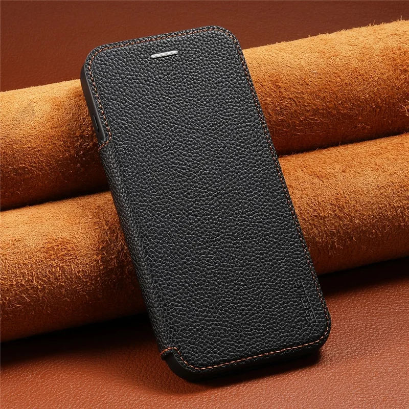 ESEBLE For iPhone 17 Pro Max Magnetic Case Ultra Thin Litching Textured Leather Flip Cover with Card Slot Compatible with Magsafe - Black