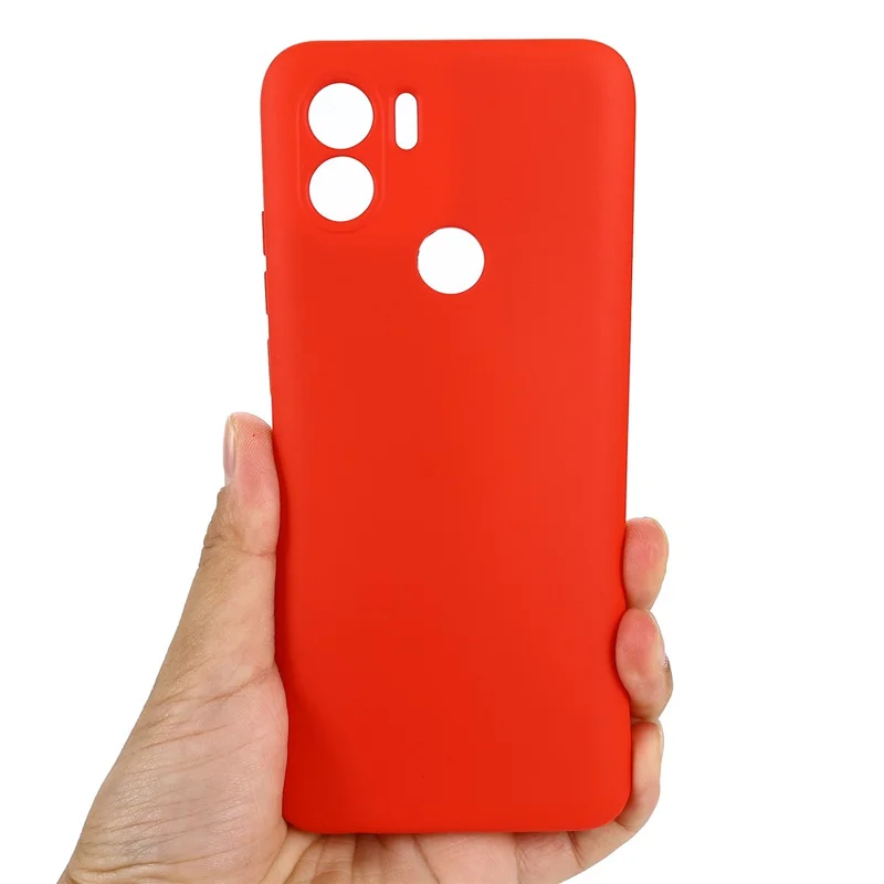 Liquid Silicone Case for Xiaomi Redmi A1+ 4G / A2+ 4G / Poco C50 4G Shockproof Phone Case Anti-Fall Protective Cover with Strap - Red