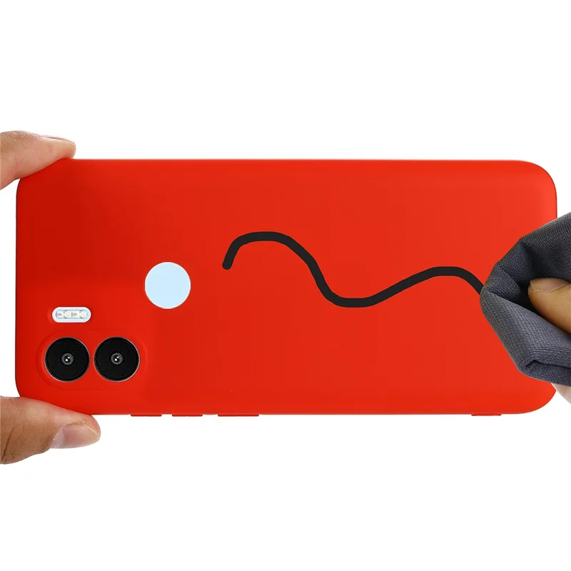 Liquid Silicone Case for Xiaomi Redmi A1+ 4G / A2+ 4G / Poco C50 4G Shockproof Phone Case Anti-Fall Protective Cover with Strap - Red