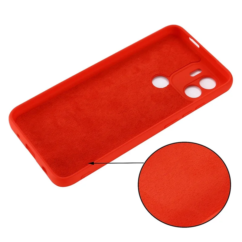 Liquid Silicone Case for Xiaomi Redmi A1+ 4G / A2+ 4G / Poco C50 4G Shockproof Phone Case Anti-Fall Protective Cover with Strap - Red
