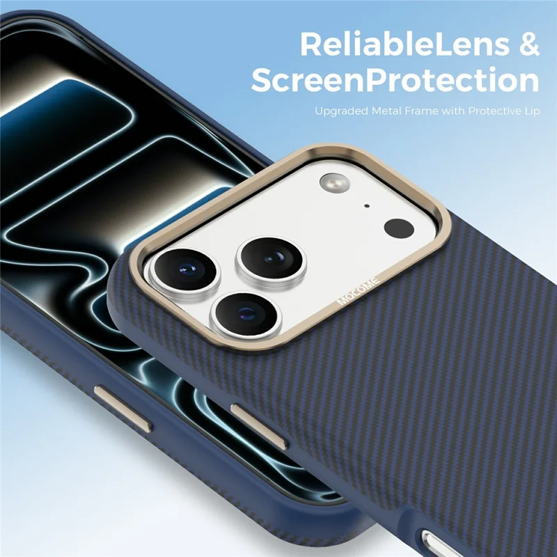 Für iPhone 17 Pro Max Hülle kompatibel mit MagSafe Kohlefaser-Optik stoßfest TPU PC Schutzhülle - Saphir