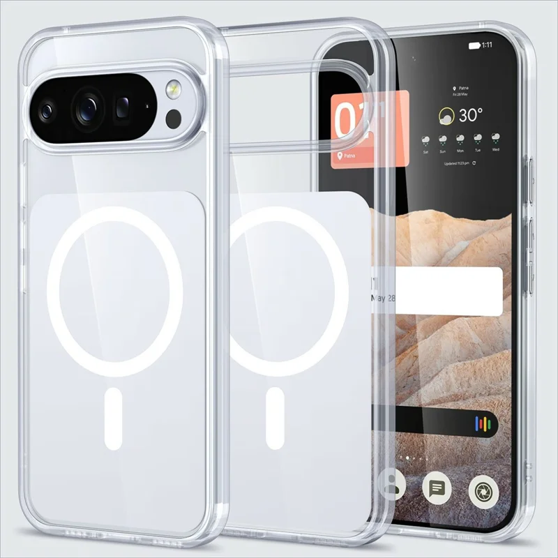 For Google Pixel 10 Pro XL Magnetic Case TPU Acrylic Phone Back Cover - White