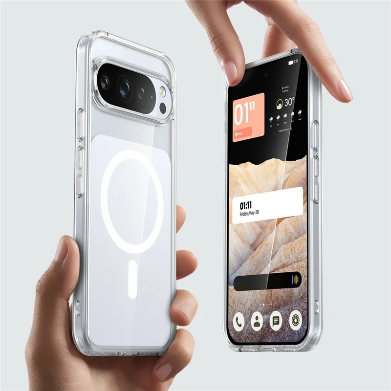 For Google Pixel 10 Pro XL Magnetic Case TPU Acrylic Phone Back Cover - White