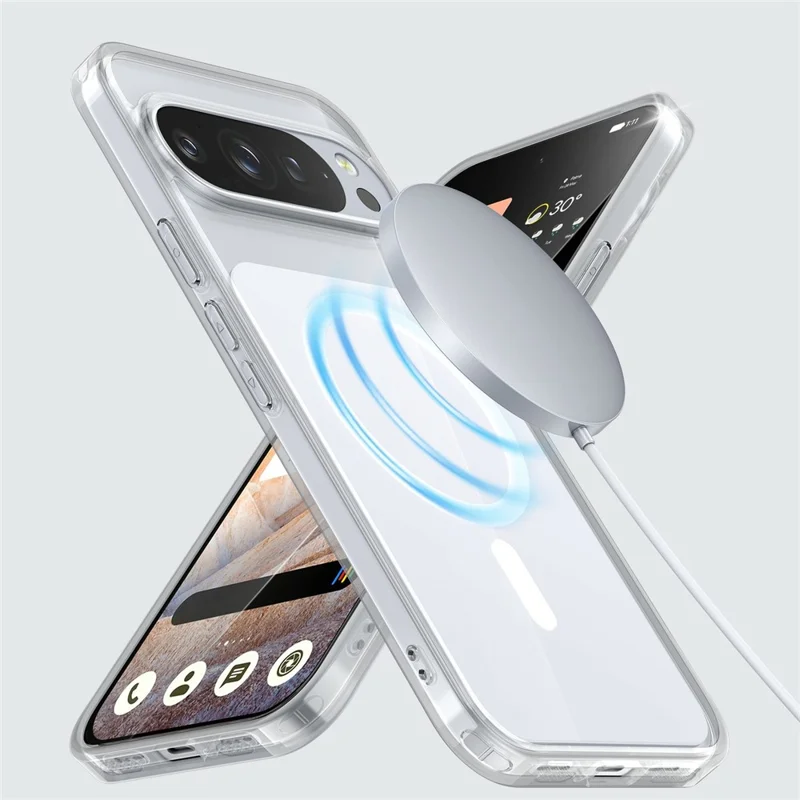 For Google Pixel 10 Pro XL Magnetic Case TPU Acrylic Phone Back Cover - White