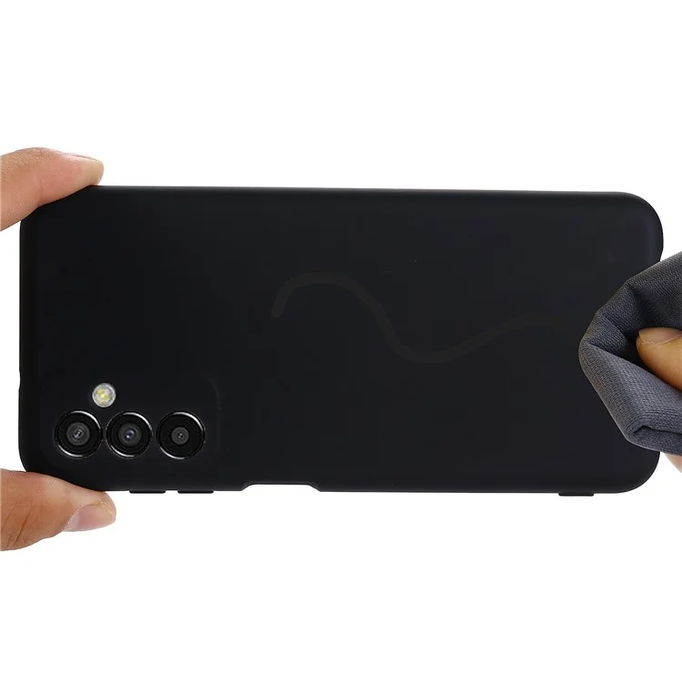 Capa Fina e à Prova de Choques para o Samsung Galaxy F13 4G Capa de Silicone Líquido para Telefone Protetora Anti-Queda com Alça - Preta
